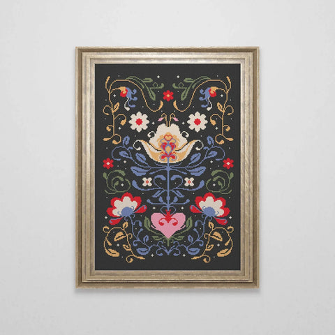 Scandinavian Cross Stitch Pattern | Nordic Folk Art PDF Pattern | Easy Swedish Crossstitch | Modern Counted Cross Stitch | Instant Download
