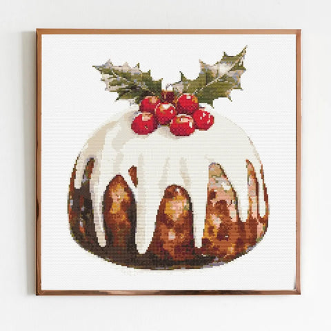 Christmas Pudding Cross Stitch Sewing Embroidery Pattern Wildlife Gift Cute Nursery Artwork Art Scandi Animal Wild Young Baby