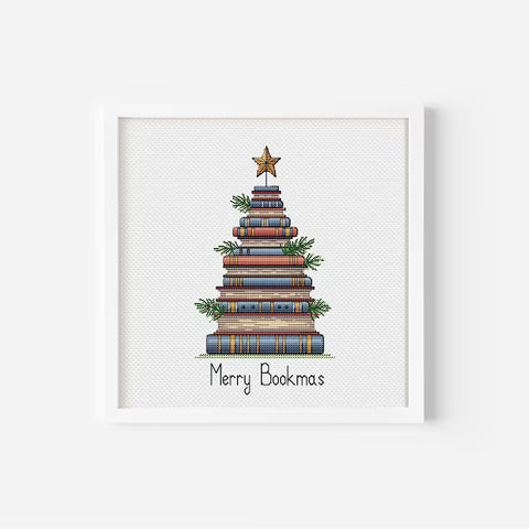 Christmas Tree of Books Cross Stitch Pattern PDF Instant Download Digital File Embroidery